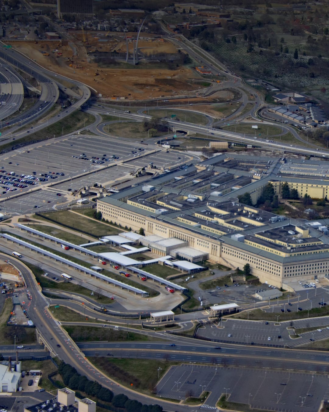Aerial photograph of the Pentagon in Arlington, Virginia