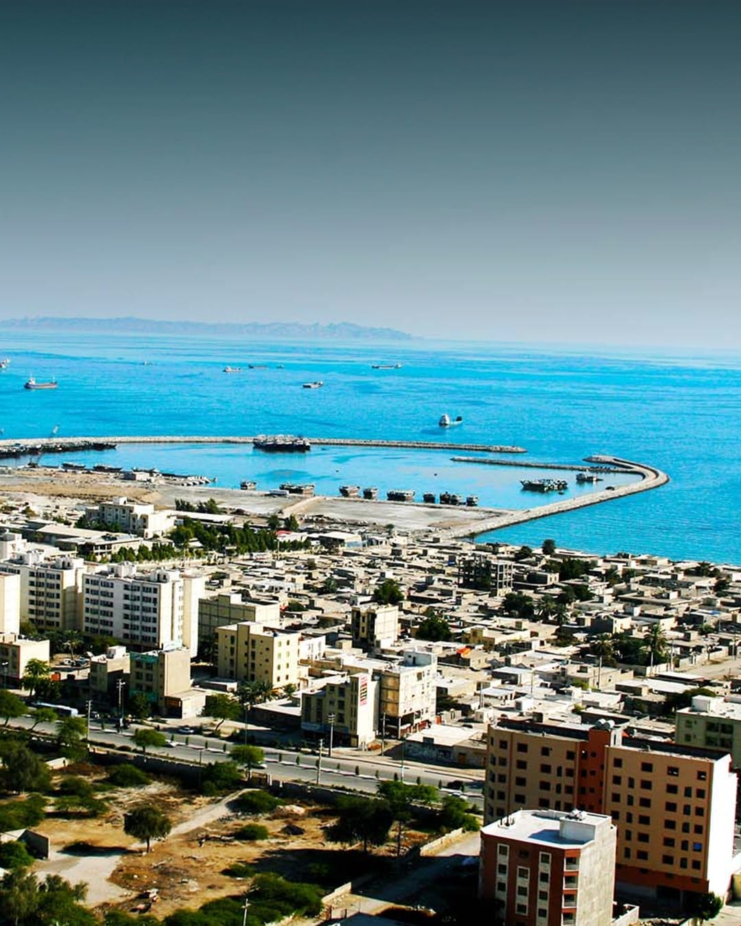 Boats and port infrastructure at Bandar Abbas on Iran's southern coast