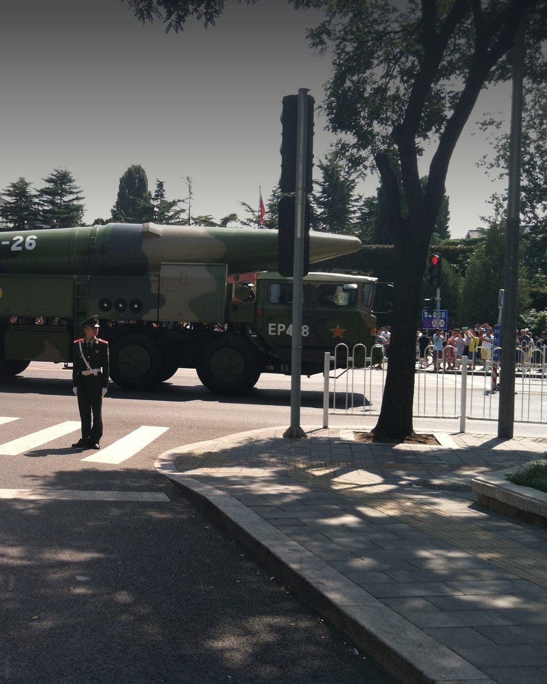 Chinese DF-26 ballistic missile launcher after a military parade in Beijing