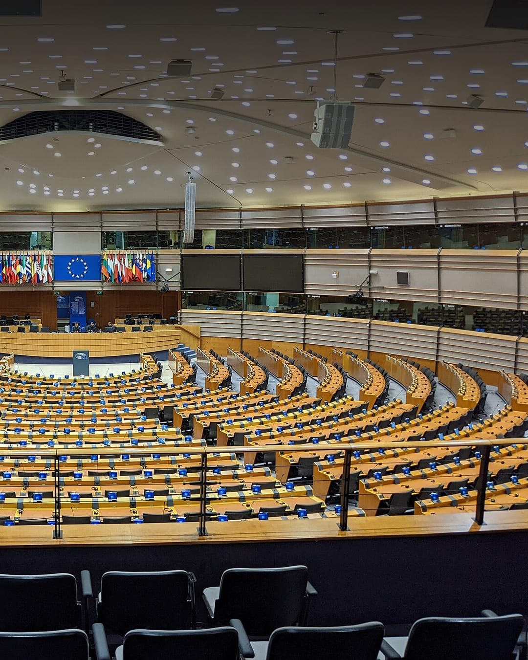 The European Parliament hemicycle in Brussels