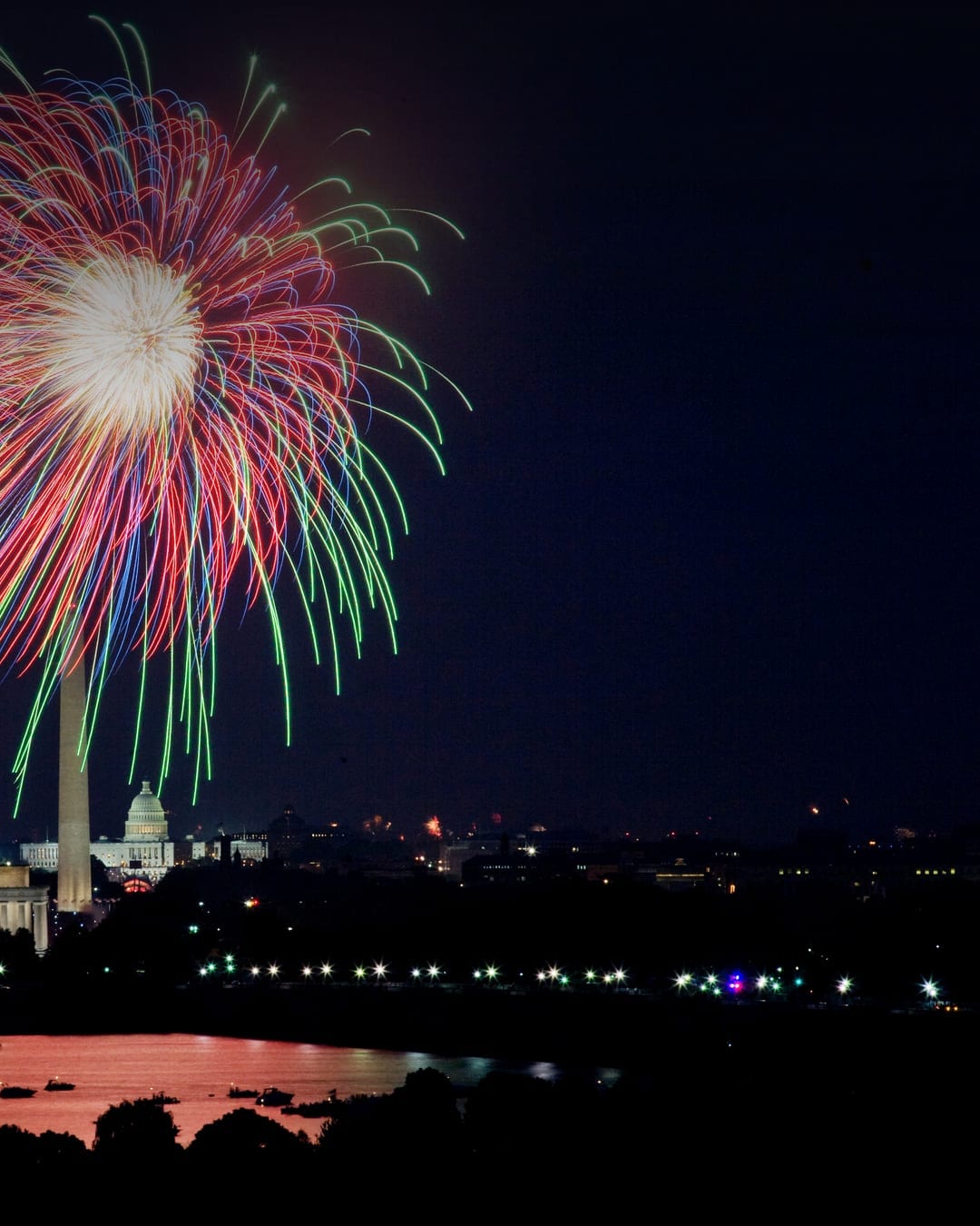Independence Day fireworks over the National Mall in Washington, D.C.