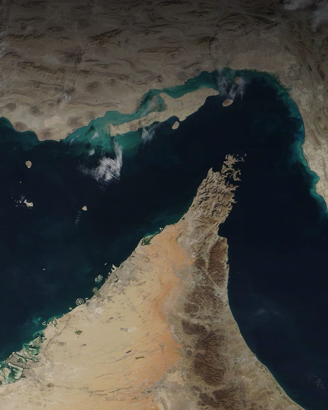 NASA Terra MODIS satellite image of the Strait of Hormuz