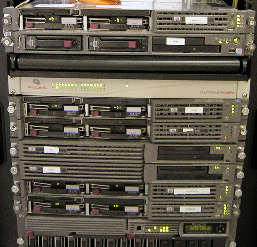 Computer server rack with network equipment