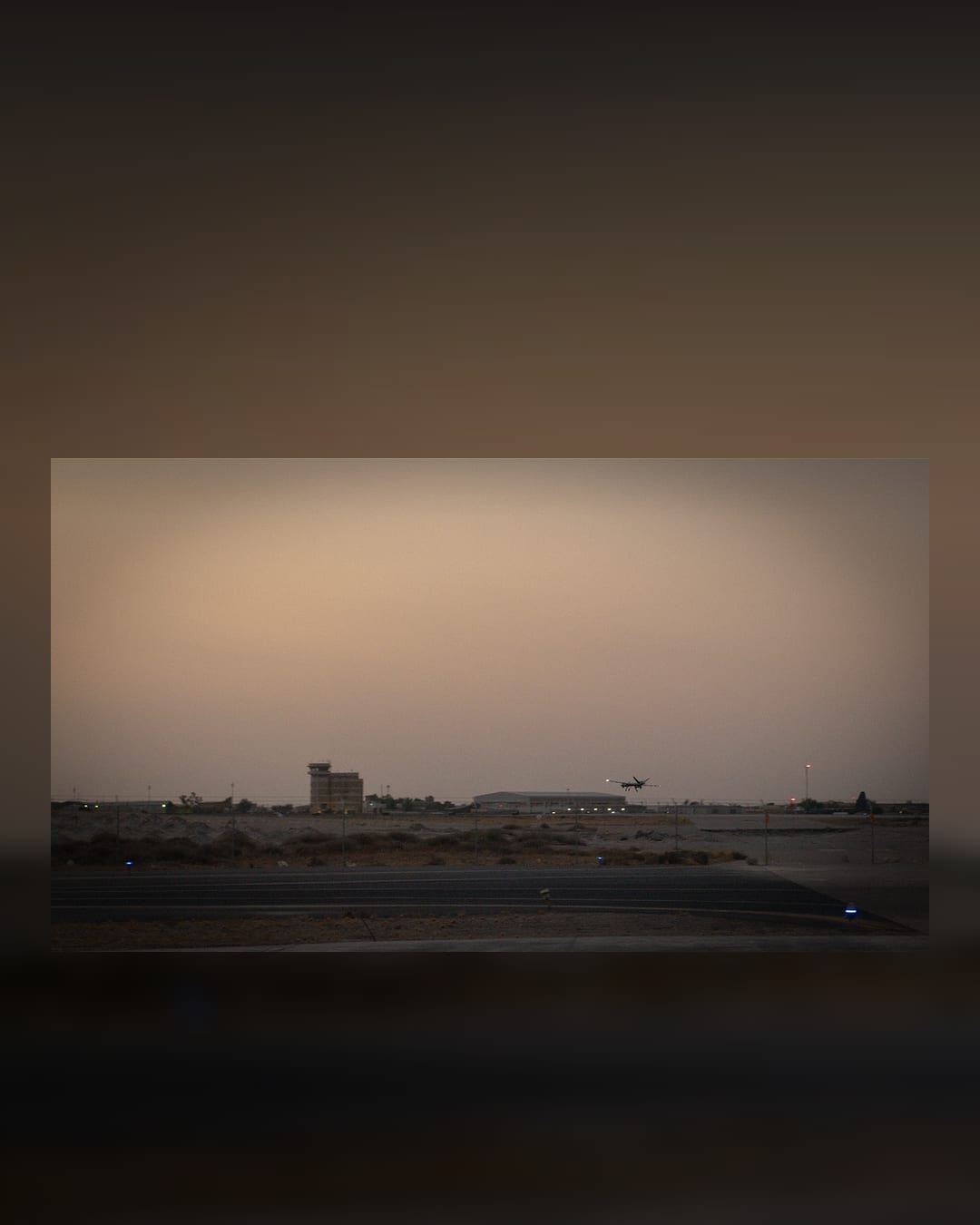 A U.S. Air Force MQ-9 Reaper remotely piloted aircraft lands at Ali Al Salem Air Base in Kuwait