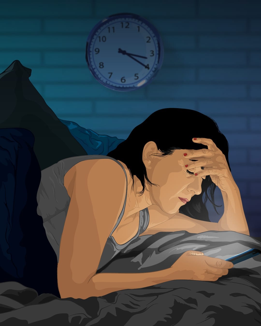 Illustration of insomnia and sleeplessness