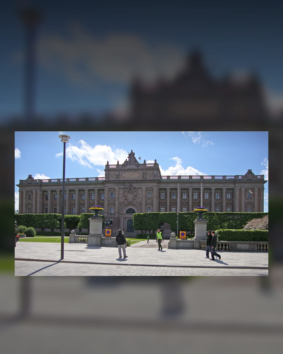 Front view of the Swedish Riksdag building