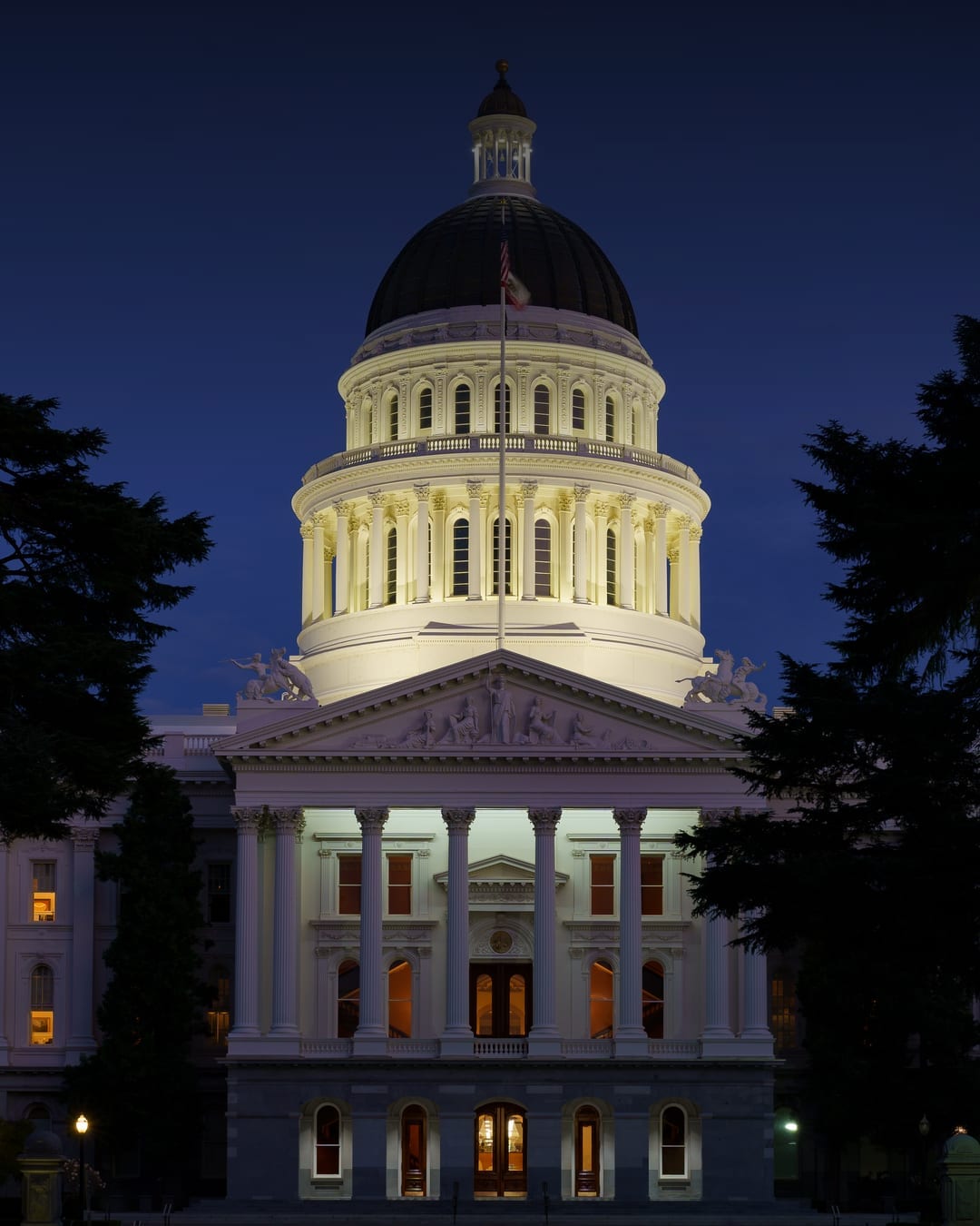 California State Capitol in Sacramento during blue hour