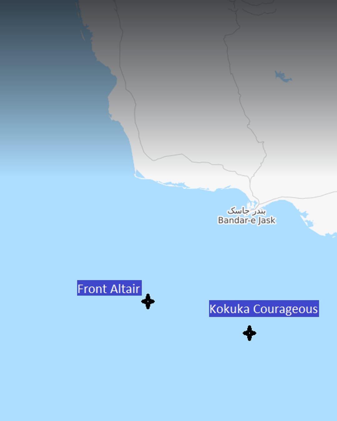 Map of the Strait of Hormuz and Gulf of Oman