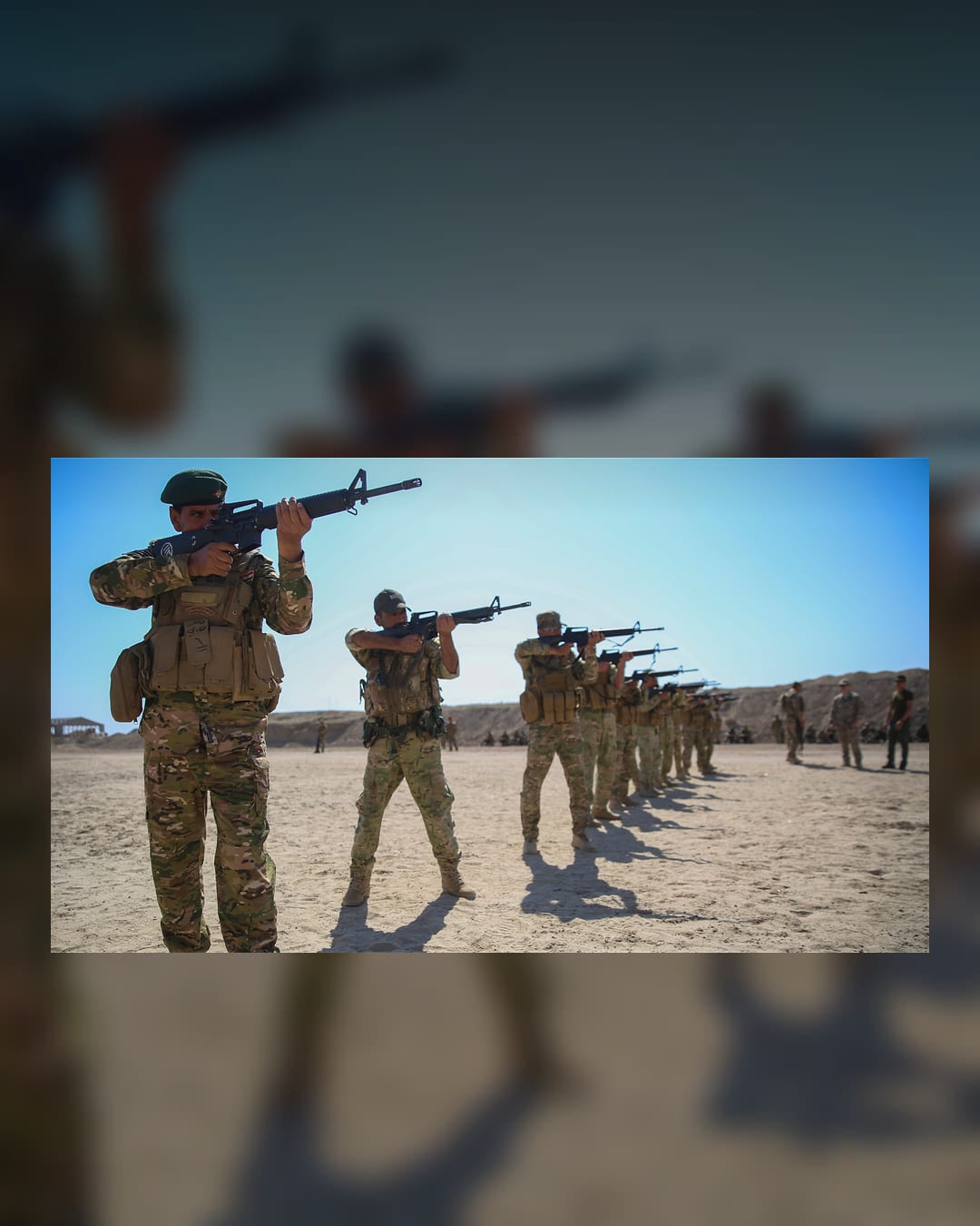 Iraqi soldiers practice marksmanship during Operation Inherent Resolve training in Iraq in 2017