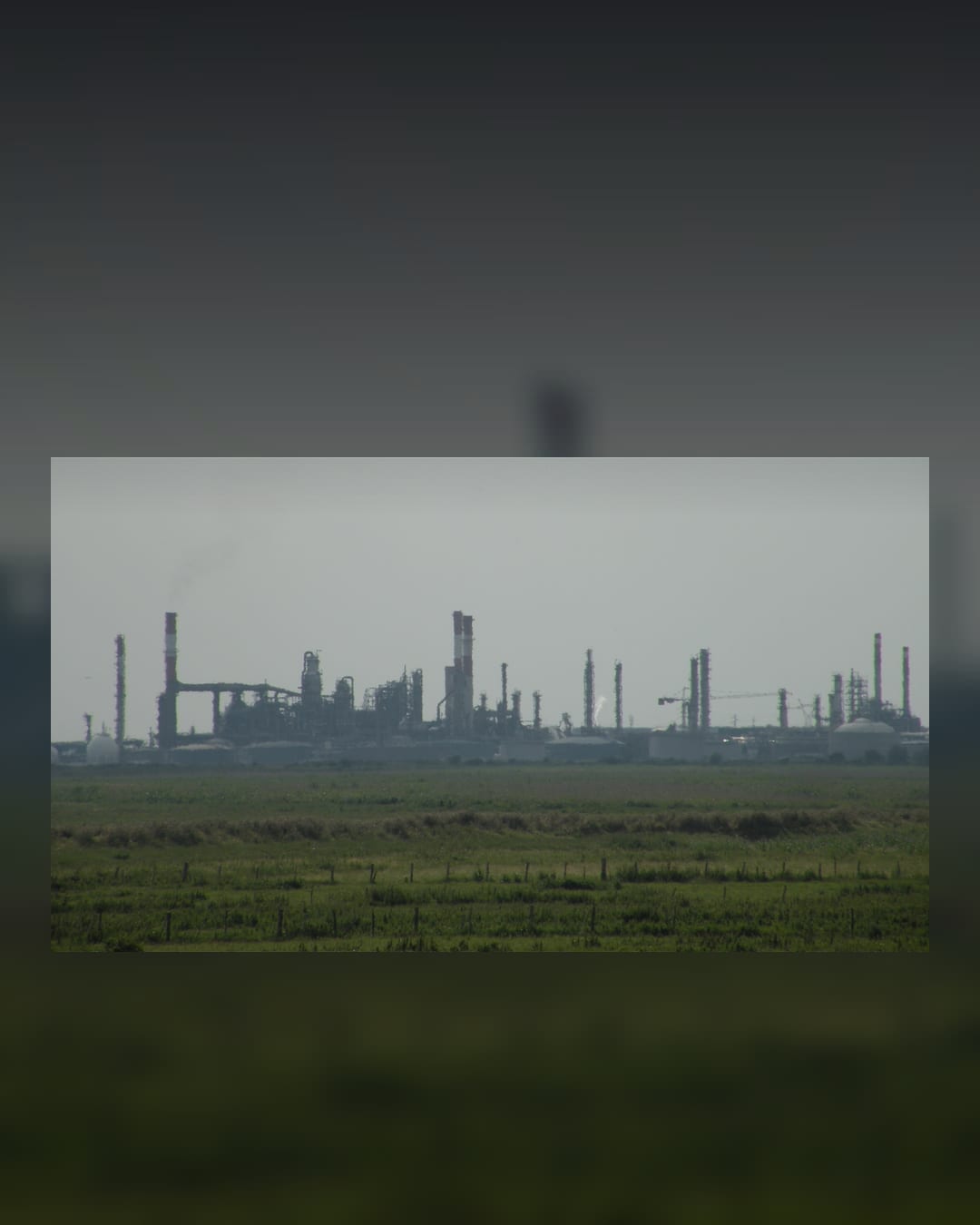 The Donges oil refinery in western France seen across the marshes at Lavau-sur-Loire