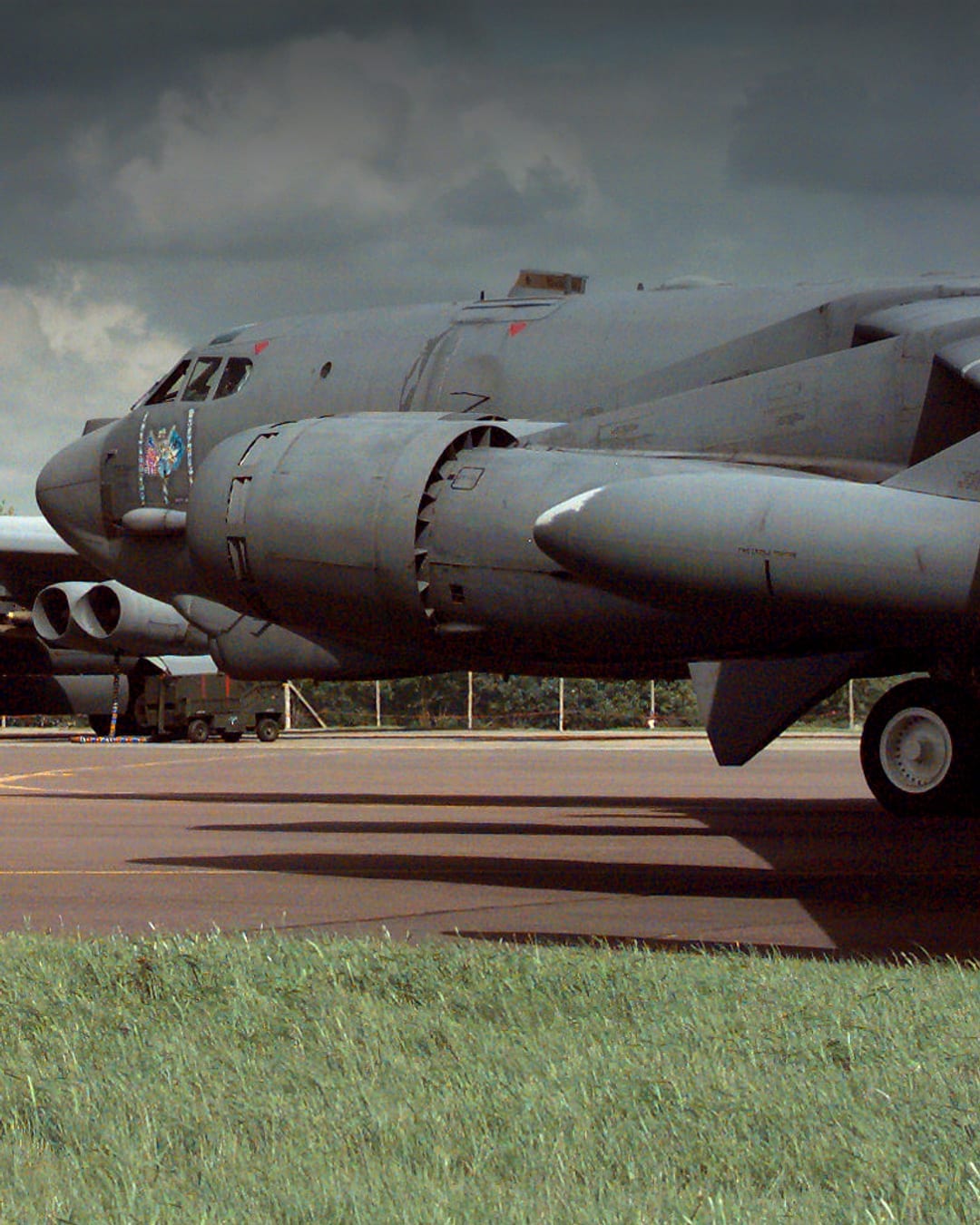 B-52 bomber taxiing at RAF Fairford.