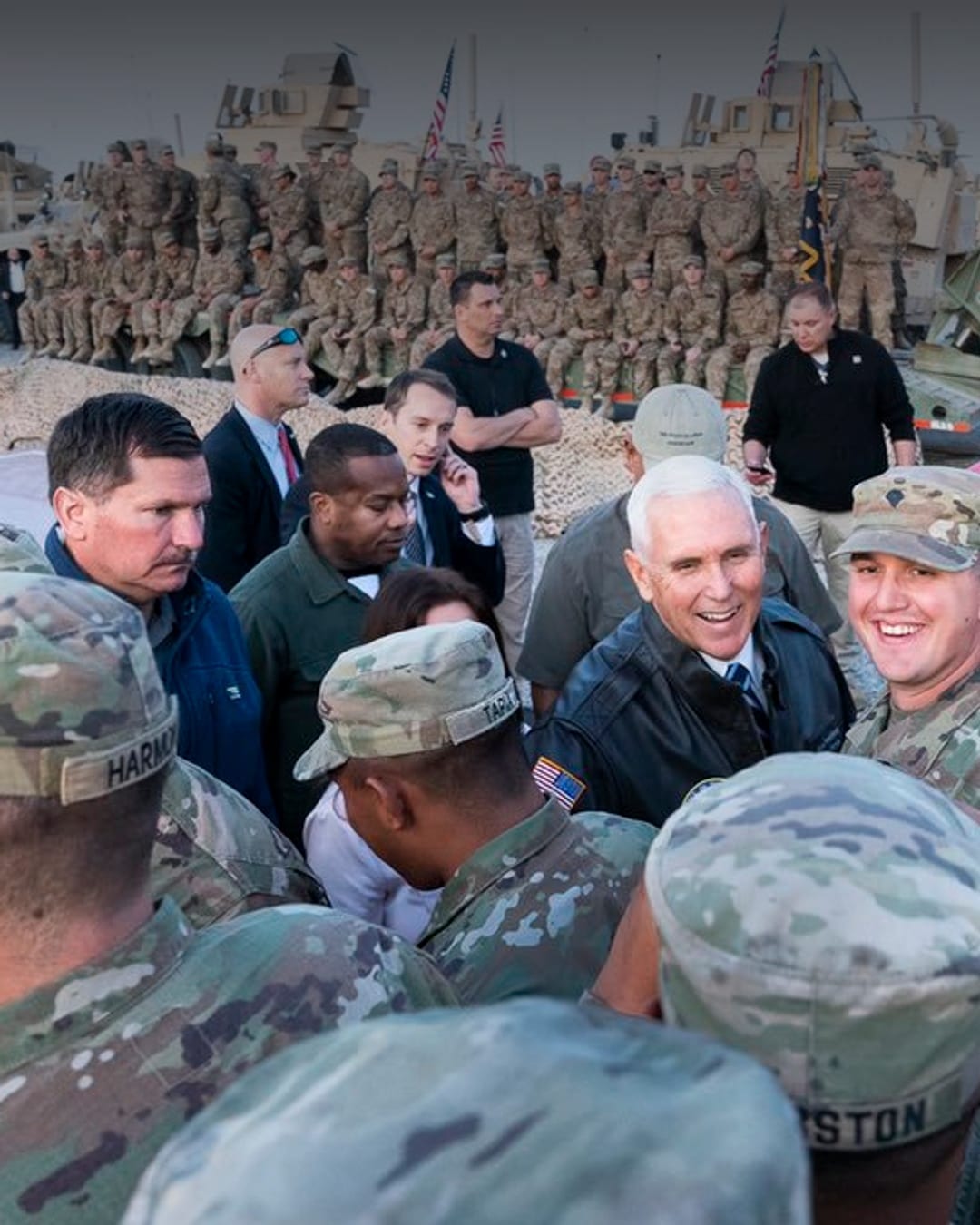 U.S. service members gathered at Erbil Air Base in Iraq in 2019