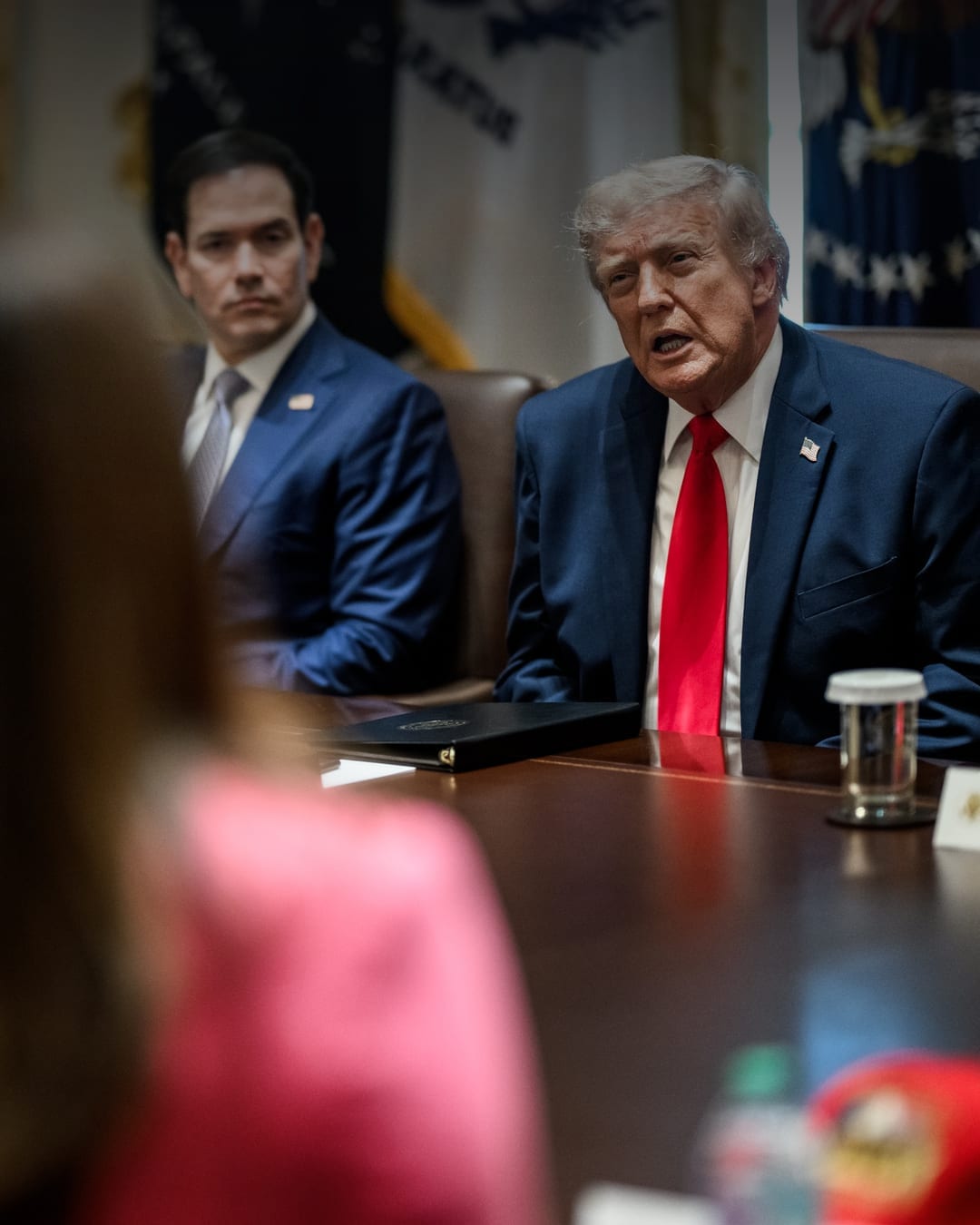 Donald Trump speaks during a White House cabinet meeting